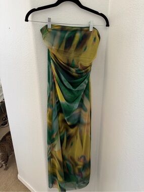 Zara Strapless Green & Yellow Dress